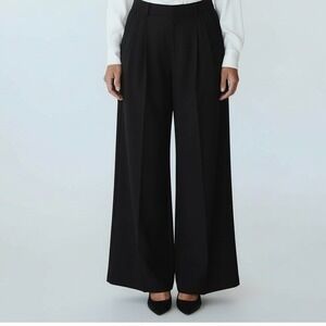 Nonchalant Paris Womens Black Pleated Wide Leg Trousers M Career Party Giftable